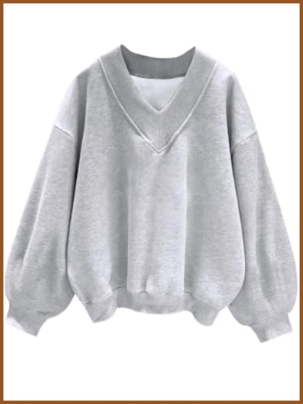 Womens V Neck Oversized Sweatshirt Cotton Blend Pullover Long Sleeve